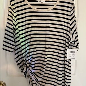 Black and White Striped 89th & Madison Women's Top